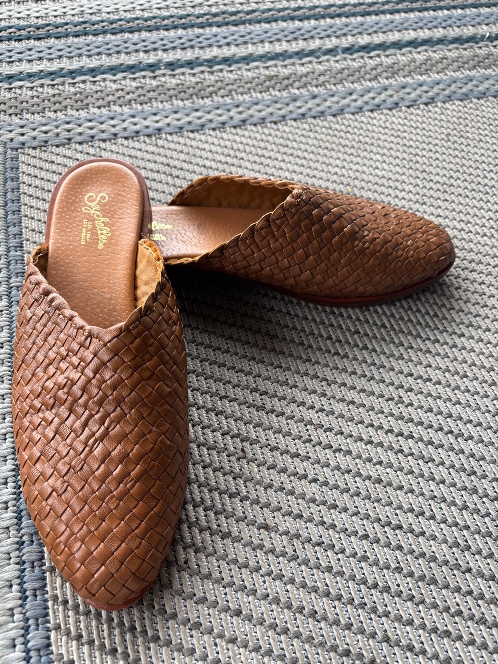 Seychelles Men's Woven Leather Slip-On in Cognac Brown 8.5